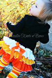 Girls Candy Corn Bloomers, Baby Girls Coming Home Outfit, Halloween Skirt, Fall, Ruffled Bloomers