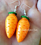 Easter Carrot Earrings, Dangle Drop Resin Food Earrings
