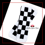 Raceway checkered leg warmers