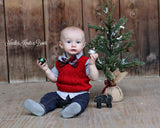 Baby, toddler Christmas plaid bow tie. Red and black tartan plaid bow tie. 
