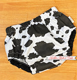Baby, toddler cow print diaper cover.  Western, Cowboy baby bottoms. 