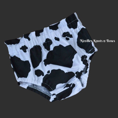 Baby girls and toddlers cow print high waist bloomers.  Western, cowgirl diaper cover