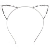Crystal Embellished Silver Car Ears, Womens Rhinestone Cat Ear Headband, Womens, Teens Headbands, Hair Accessories, Silver Headband