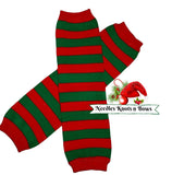 Red and Green Striped Christmas Leg Warmers.  Baby, toddler leg warmers for Christmas