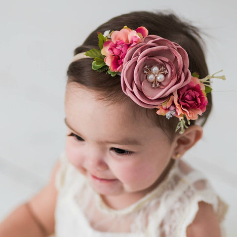 Flower Nylon Headband, Nylon Headbands, Baby Girls Headbands, Flower Crown, Newborn Headand