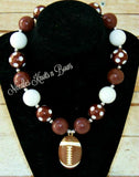 football chunky bead bubblegum necklace. Baby girls and toddler necklace.