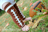 Football leg warmers for babies and toddlers.