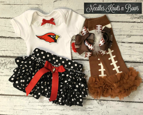 Baby girls and toddler Arizona Cardinals game day football outfit