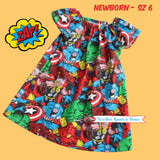 Baby girls and toddler Avengers superhero cosplay dress.  Baby girls 1 Superhero birthday dress.