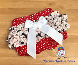 Baseball ruffled bloomers for baby girls and toddlers.  Girls baseball bloomers. 