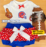 Baby girls and toddlers Buffalo Bills game day football outfit. Coming Home outfit girl