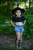Girls Denim High Waist Bloomers for baby girls and toddlers. 