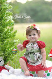 Girls Christmas Dress, Baby Girls Christmas Holly Peasant Dress, Holiday Dress, Sizes NB - 8