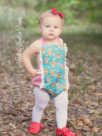 Girls Christmas Romper, Baby Girls Christmas Outfit, Gingerbread