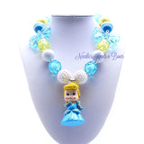Cinderella Chunky Bead Bubblegum Necklace, Cinderella Bubblegum Necklace, Girls Jewelry