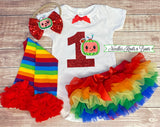Girls Cocomelon 1st Birthday tutu outfit. Cocomelon cake smash outfit for girls.