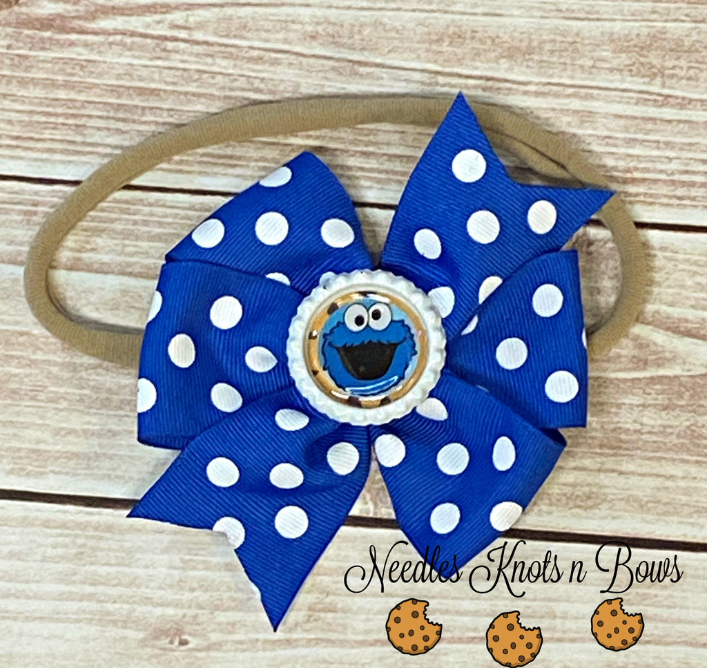 Girls Cookie Monster 1st Birthday, Cake Smash Outfit Needles Knots n Bows