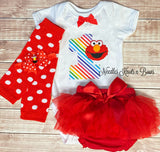 Girls Elmo 1st / 2nd Birthday Outfit.