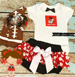 University of Georgia Bulldogs Outfit for baby girls and toddlers. Girls NCAA game day football outfit.