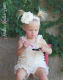 Girls Ivory Lace Romper Set, Baby Girls 1st Birthday Outfit