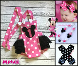 Girls Pink Minnie Mouse Romper, 1st Birthday Outfit