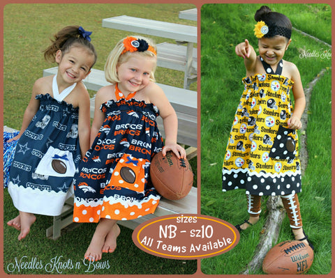 Girls NFL football game day dress.  NFL football outfit girl.