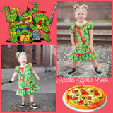 Girls Ninja Turtle Dress, Birthday Dress, Superhero Birthday
