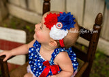 Patriotic Shabby Chic Headband, 4th of July Headband, Red White & Blue, Girls Accessories