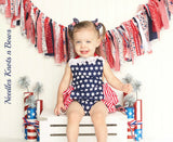 Girls 4th of July Patriotic Romper, Independence Day Outfit