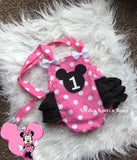 Girls Pink Minnie Mouse Romper, 1st Birthday Outfit