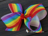 Girls 6" Rainbow Hair Bow to match all her fun Unicorn, Rainbow and other fun outfits