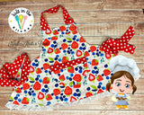 Girls Strawberry print apron. Baby, toddler, teens cooking / baking apron. 