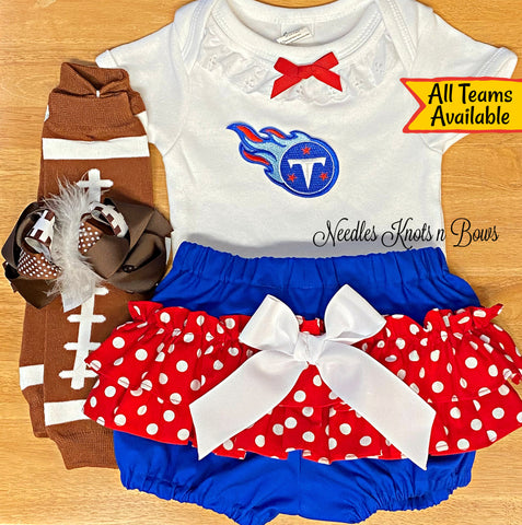 Baby girls and toddlers Tennessee Titans game day football outfit. 