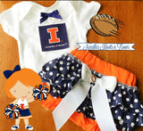 Girls University of Illinois Outfit, Baby Girls Football Outfit, Game Day