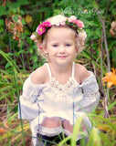 Girls Pink & White Flower Crown, Flower Girl Flower Crown, Bridal Wedding Hair Piece, Floral Headpiece, Wedding Accessories