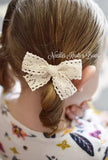 Cotton lace bow hair bow.