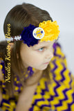LSU Tigers Headband, Louisiana State University Headband, Girls Shabby Chic Football Headband