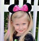 Girls Minnie Mouse Ears, Red or Pink Bow Minnie Mouse Ears Headband, Minnie Mouse Birthday