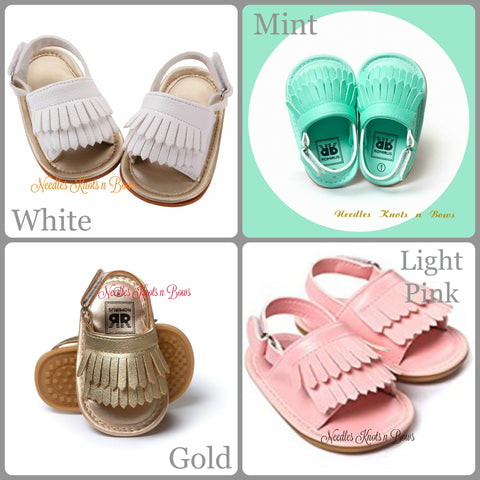 Baby Girls Sandals, Leather Fringe Sandals, Baby Sandals, Pre Walker Sandals, Crib Shoes