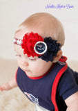 New England Patriots Headband, Patriots Shabby Chic Football Headband, Game Day