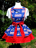 Women’s flirty style New York Giants apron with pocket. NFL aprons