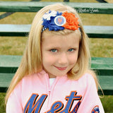 New York Mets Headband, Girls Shabby Chic Baseball Headband, Women’s