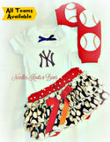 Baby girls and toddler New York Yankee's game day baseball outfit.   Baby Toddler MLB outfit. 