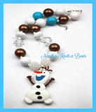Olaf chunky bubblegum bead necklace.  Baby, toddler necklace