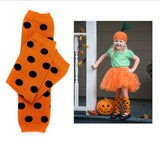 Orange with black polka dots leg warmers. Baby toddler leg warmers. Halloween leg warmers.