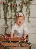 Girls White Crocheted Lace Boho Romper, Baby Toddler