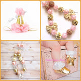 Girls Pink n Gold First Birthday Outfit, Girls Birthday Outfit, Pink & Gold Skirt