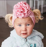 Newborns, infants and toddlers pink messy bow headband. Pink messy bow headwrap