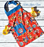 Paw Patrol Apron with Pocket, Boys Cooking Apron, Toddler Apron Sizes 1 - 14