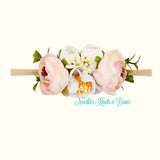 Pink & White Flower Nylon Headband, Baby Girls, Newborns, Girls Flower Crown Headband,